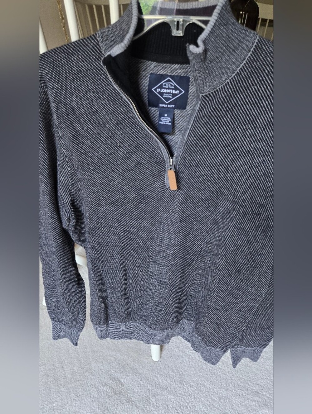 St. John's Bay Women's Gray/Black Quarter-Zip Sweater